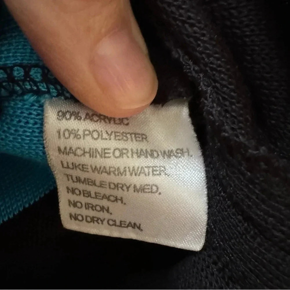 Exclusively Misook Color block Snap Front Knot Cardigan Sweater Size Medium - Picture 7 of 7